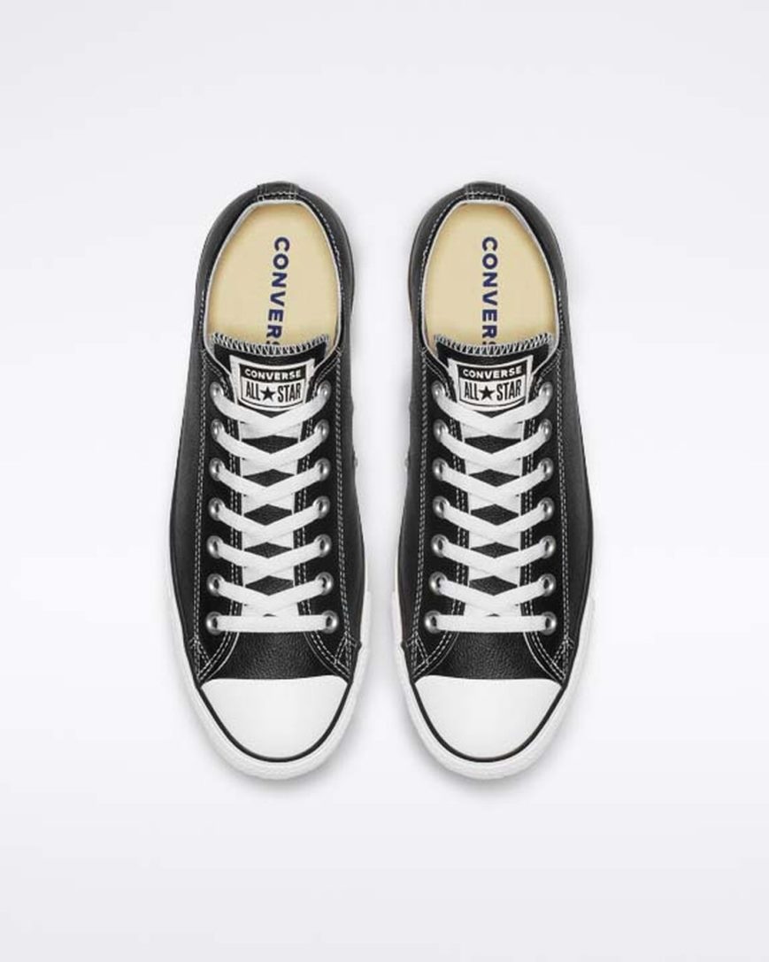Men's Converse Chuck Taylor All Star Leather Low Top Shoes Black | AU 5E693U